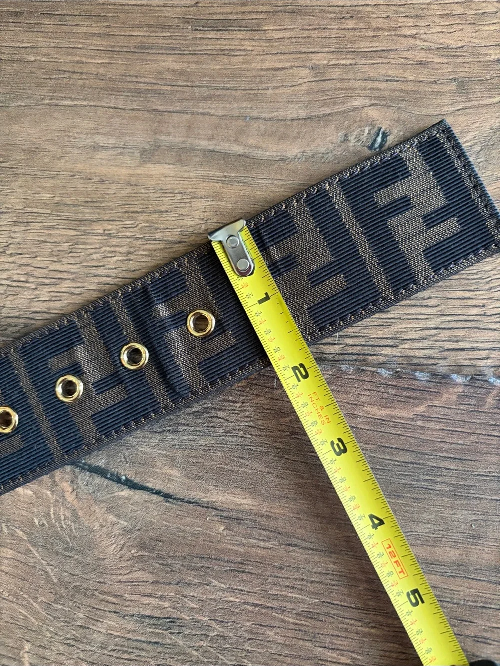 Fendi signature brown leather belt size US 34